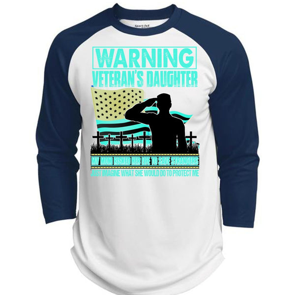 Warning Veteran's Daughter T Shirt, I Love Veteran T Shirt, Awesome T-Shirts  (Polyester Game Baseball Jersey)