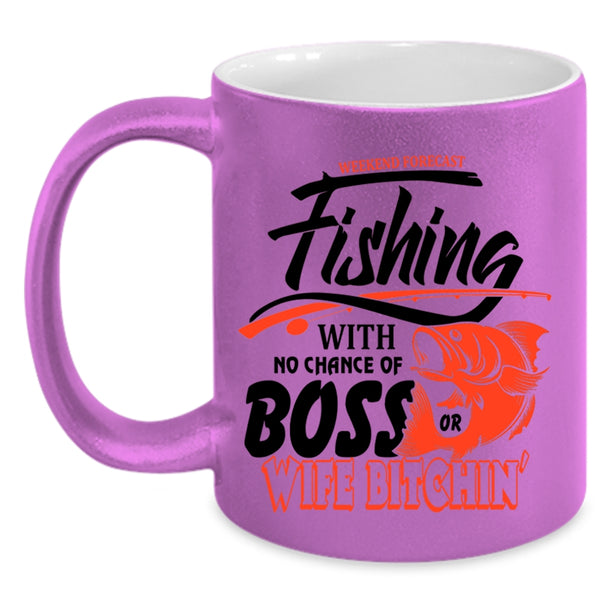 Cool Fisher Coffee Mug, Weekend Forecast Fishing Accent Mug