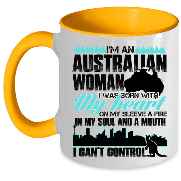 I Was Born With My Heart Coffee Mug, I'm An Australian Woman Accent Mug