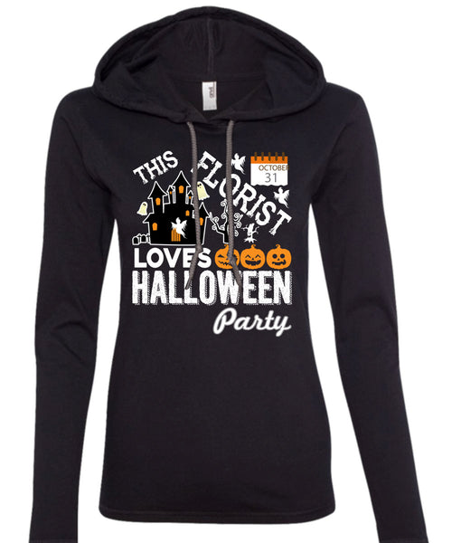 This Florist Loves Halloween Party T Shirt, I Love Florist T Shirt (Anvil Ladies Ringspun Hooded)