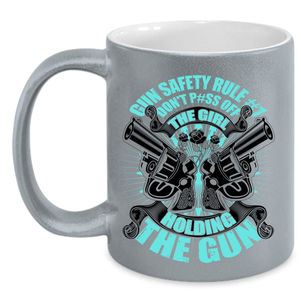 Funny Gift For Gunner Coffee Mug, The Girl Holding The Gun Accent Mug