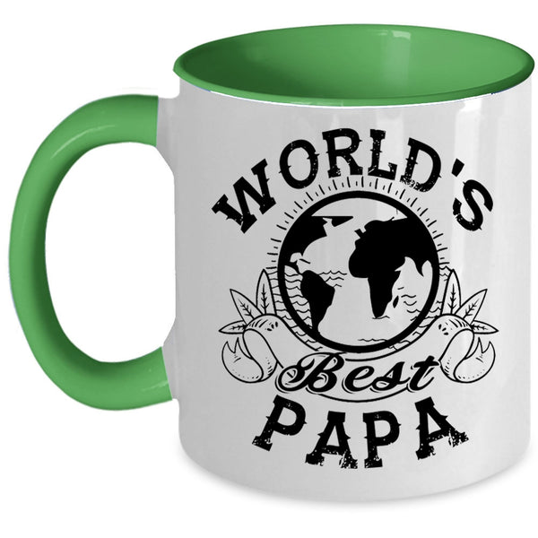 Awesome Gift For Papa Coffee Mug, World's Best Papa Accent Mug