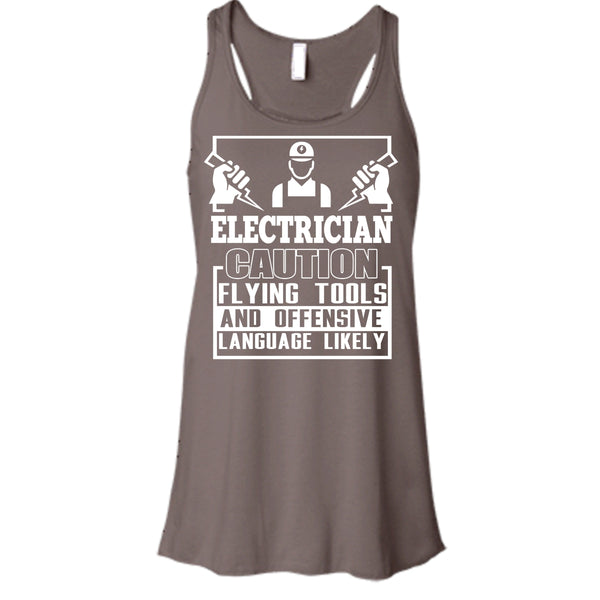 Electrician Caution T Shirt, Flying Tools And Offensive T Shirt, Cool T Shirt
