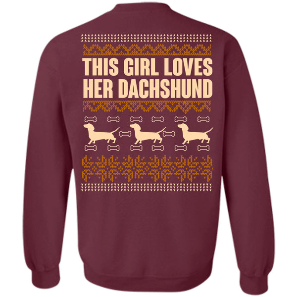 I Love Dachshund T Shirt, This Girl Loves Christmas Sweatshirt