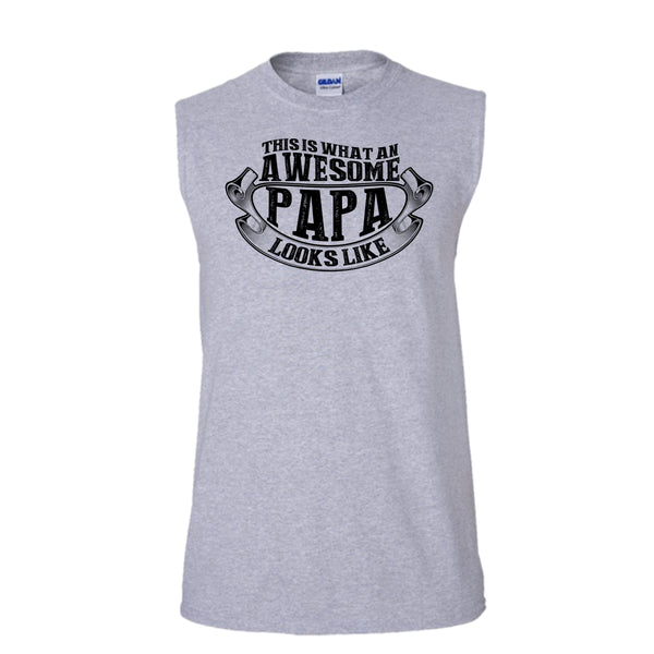 Awesome Papa Looks Like T Shirt, Coolest Papa Ever T Shirt, Awesome t-shirts (Men's Cotton Sleeveless)