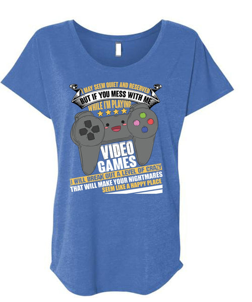I'm Playing Video Games T Shirt, Like A Happy Place T Shirt, Cool Shirt (Ladies' Triblend Dolman Sleeve)