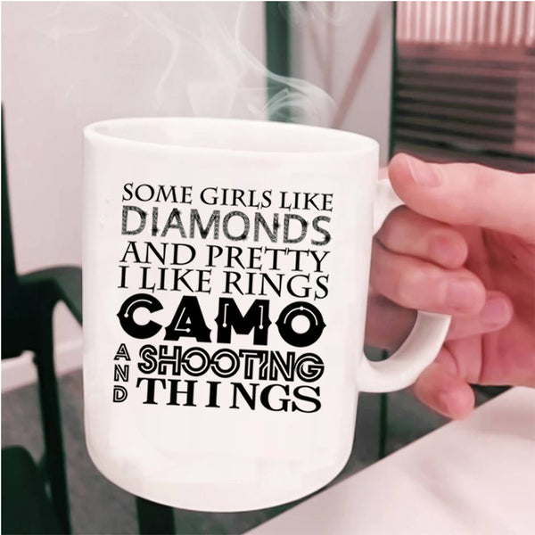 I Like Rings Camo And Shooting Coffee Mug, Pretty Girls Cup