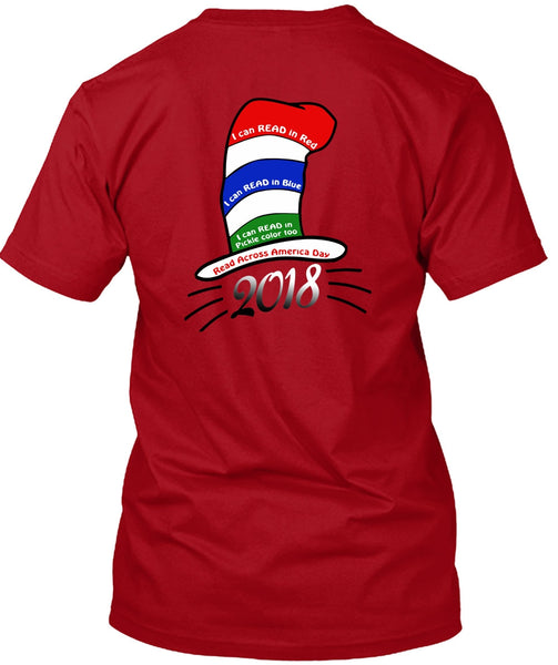 Dr. Seuss T Shirt, I Can Read In Red T Shirt, The Cat in the Hat T Shirt, I Can Read In Blue T Shirt