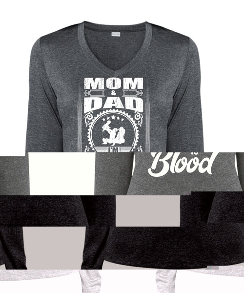 Not All Family Is Blood T Shirt, Being A Papa T Shirt, Cool Shirt (Ladies LS Heather V-Neck)