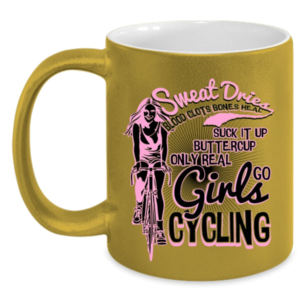 Awesome Girls Coffee Mug, Only Real Girls Go Cycling Accent Mug