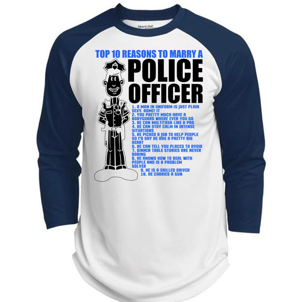 Top 10 Reasons To Marry A Police Officer T Shirt, I Love Police T Shirt, Awesome T-Shirts  (Polyester Game Baseball Jersey)