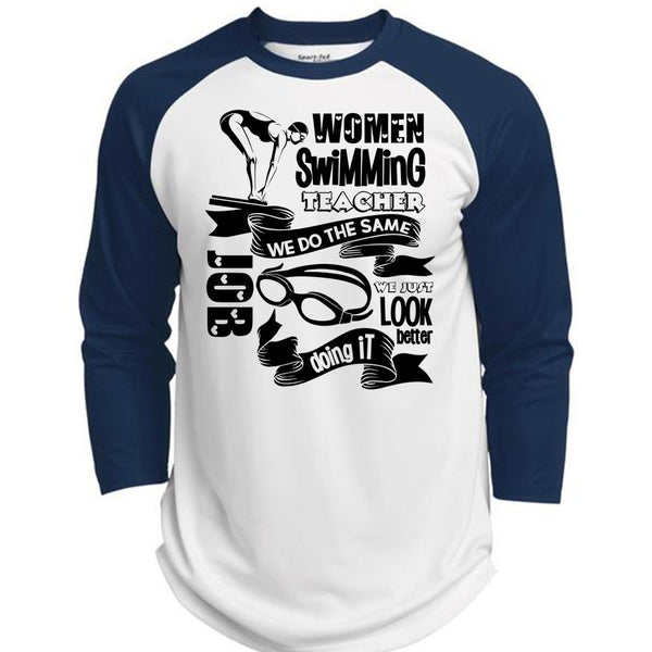 Women Swimming Teacher T Shirt, I Love Swimming T Shirt, Awesome T-Shirts  (Polyester Game Baseball Jersey)