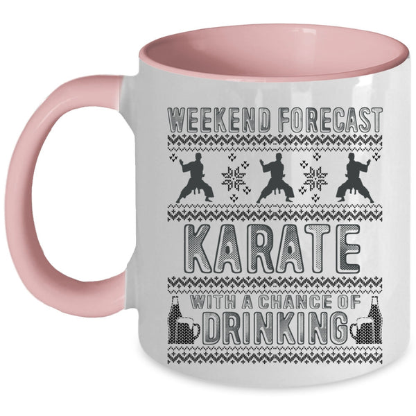 Chance Of Drinking Coffee Mug, Weekend Forecast Karate Accent Mug