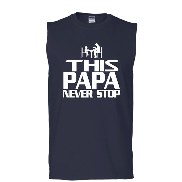 This Papa Never Stop Shirt, Father's Day Shirt (Men's Cotton Sleeveless)