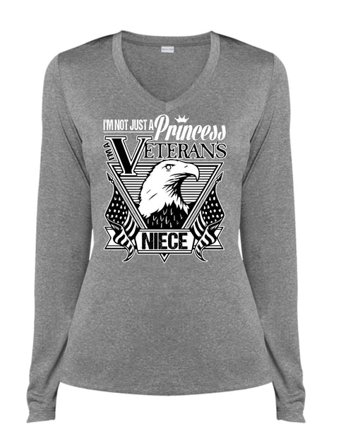 I'm Not Just A Princess Veterans Niece T Shirt, Being A Veteran T Shirt, Cool Shirt (Ladies LS Heather V-Neck)
