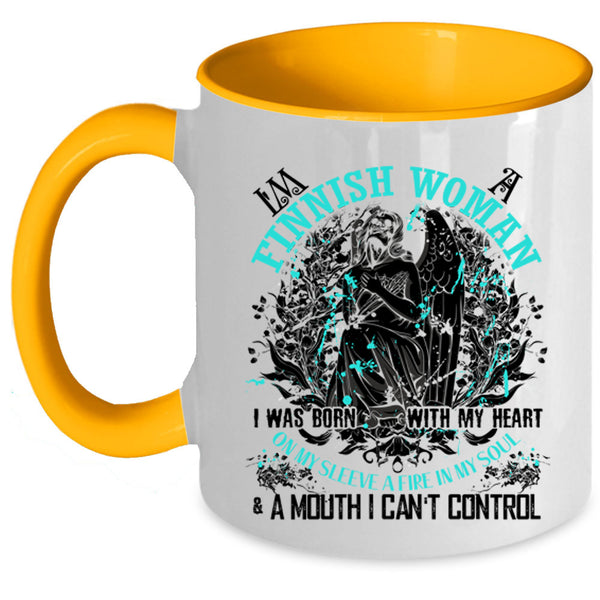 I Was Born With My Heart Coffee Mug, I'm A Finnish Woman Accent Mug