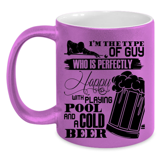 Cool Dad Coffee Mug, Happy With Playing Pool And A Cold Beer Accent Mug
