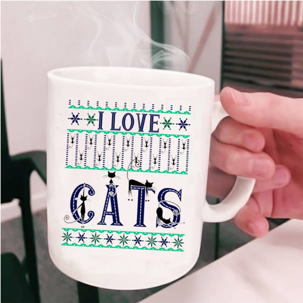 Christmas Gift For Cat Lover Coffee Mug, I Love Cats Cup