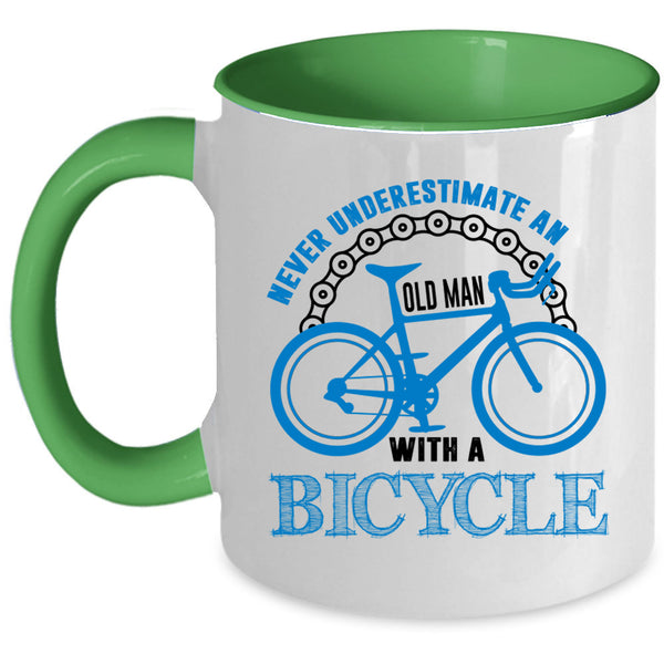 Cool Grandpas Coffee Mug, An Old Man With A Bicycle Accent Mug