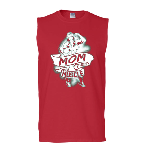 Mom With Muscle T Shirt, Gift For Mom Tank Top (Men's Cotton Sleeveless)