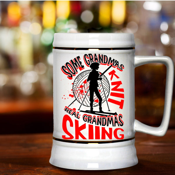 Real Grandmas Skiing Beer Stein 22oz, Some Grandmas Knit Beer Mug