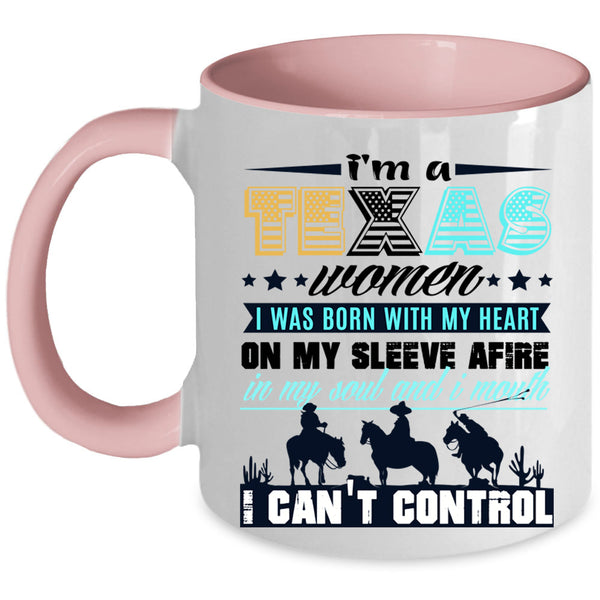 I Was Born With My Heart Coffee Mug, I'm A Texas Women Accent Mug
