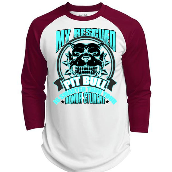 My Rescued Pit Bull Is Smarter T Shirt, I Love Pit Bull T Shirt, Awesome T-Shirts  (Polyester Game Baseball Jersey)