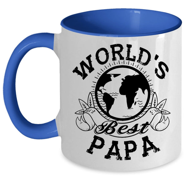 Awesome Gift For Papa Coffee Mug, World's Best Papa Accent Mug