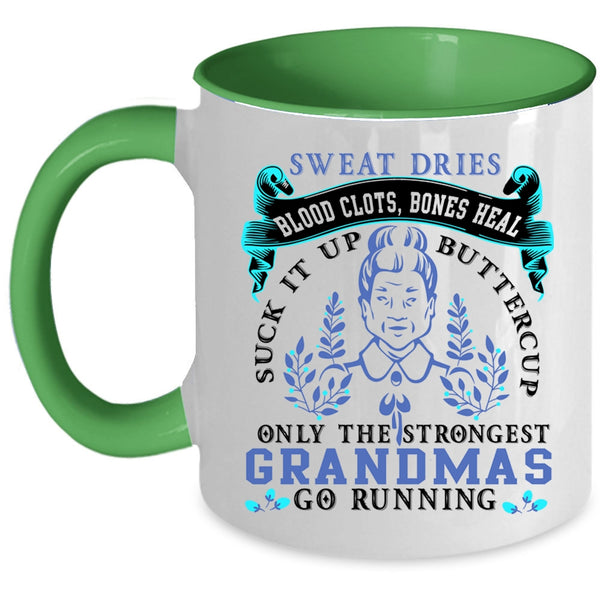 Cute Mom Coffee Mug, Only The Strongest Grandmas Go Running Accent Mug