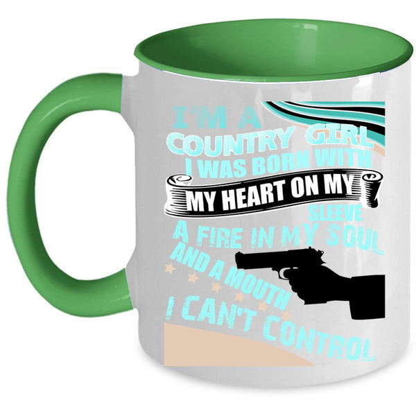 I Was Born With My Heart Coffee Mug, I'm A Country Girl Accent Mug