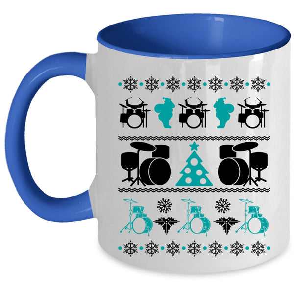 Ugly Christmas Coffee Mug, Cute Drummer Accent Mug