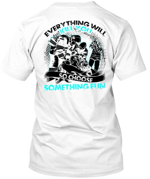 A black t-shirt with the shopify logo