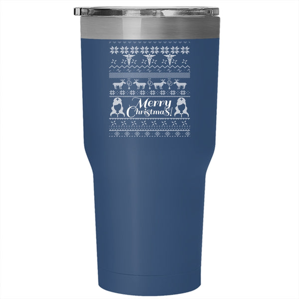 Merry Christmas Tumbler 30 oz Stainless Steel, Christmas Gift For Nurse Travel Mug