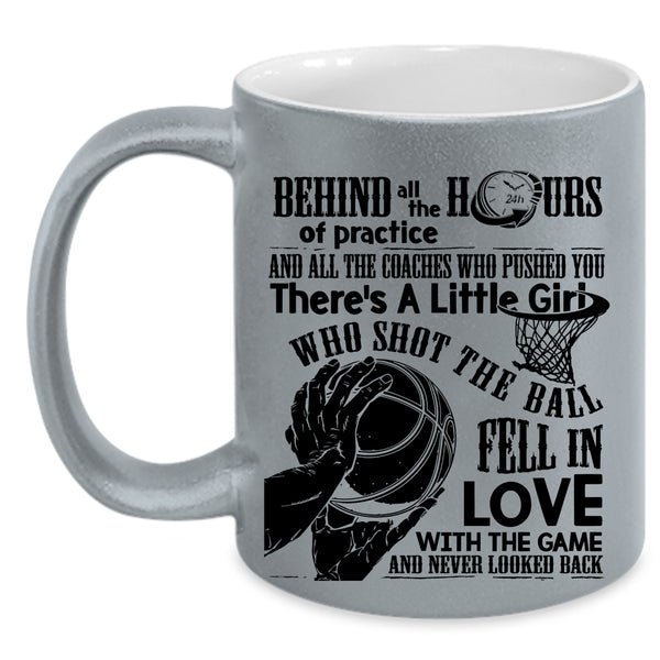 Cool Basketball Coffee Mug, Little Girl Shot The Ball Fell In Love Accent Mug