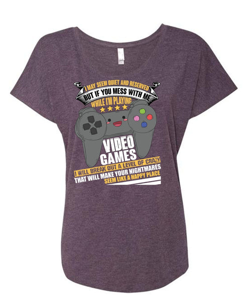 I'm Playing Video Games T Shirt, Like A Happy Place T Shirt, Cool Shirt (Ladies' Triblend Dolman Sleeve)