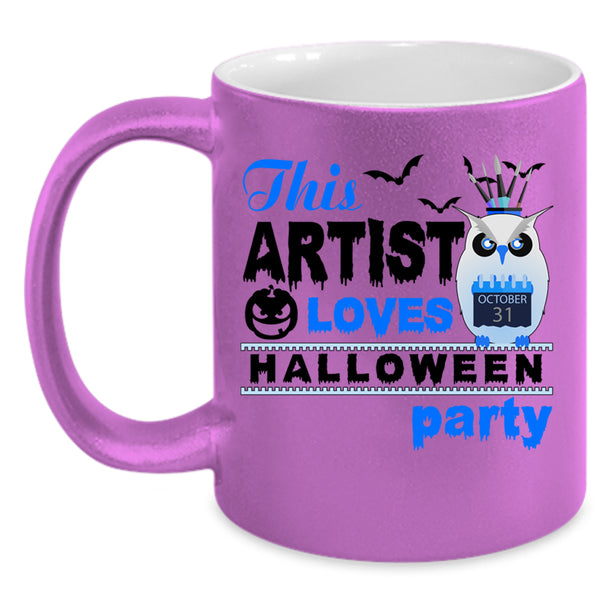 Cool Owl Coffee Mug, This Artist Loves Halloween Party Accent Mug