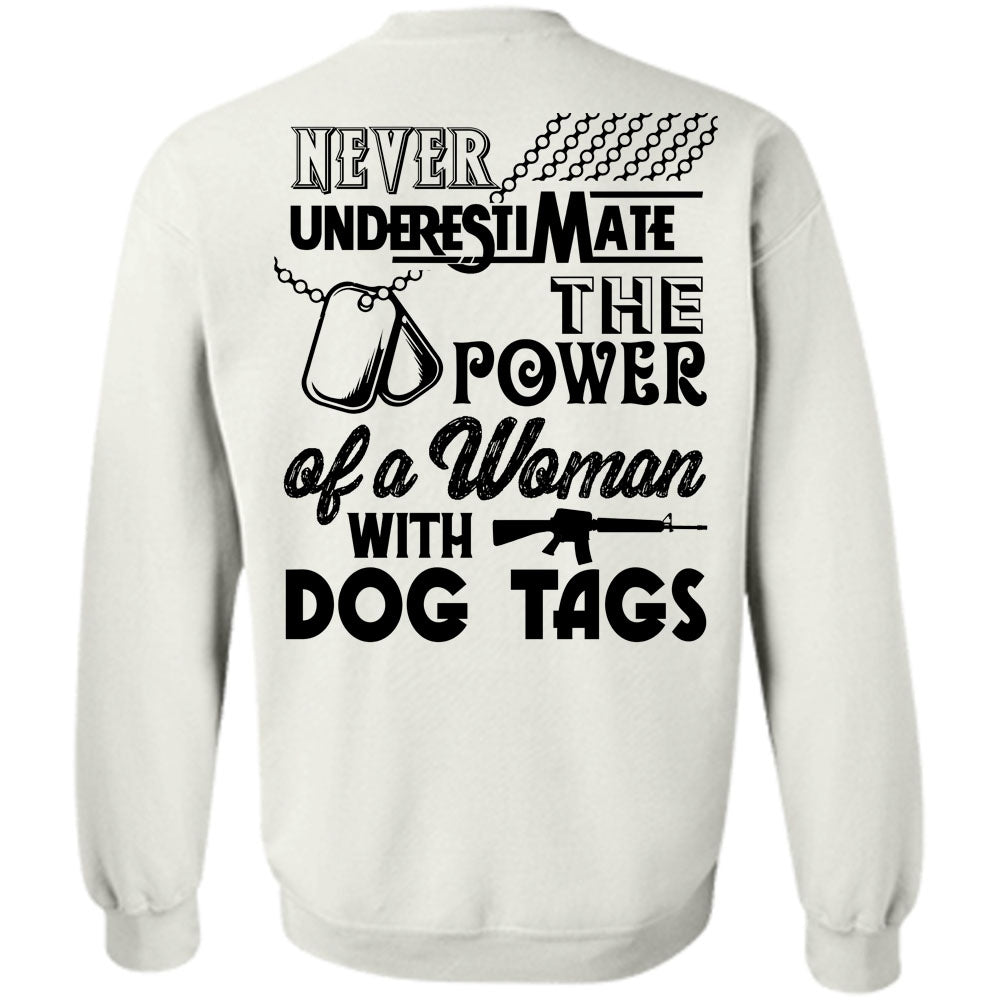 American T Shirt, The Power Of A Women With Dog Tags Sweatshirt – Premium  Fan Store