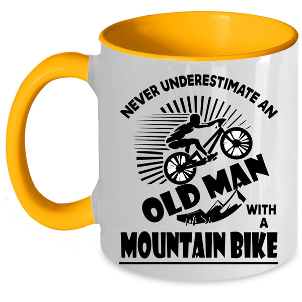 Cool Grandpa Coffee Mug, Old Man With A Mountain Bike Accent Mug