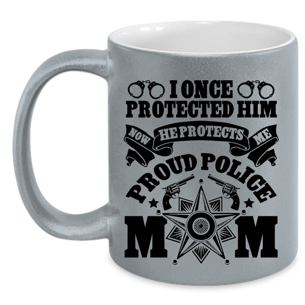 Cool Gift For Mom Coffee Mug, Proud Police Mom Accent Mug