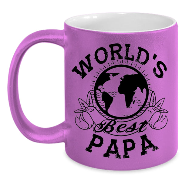 Awesome Gift For Papa Coffee Mug, World's Best Papa Accent Mug