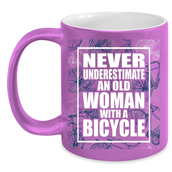 An Old Woman With A Bicycle Coffee Mug, Funny Grandmas Coffee Cup