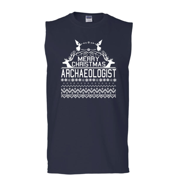 Merry Christmas Archaeologist T Shirt, Coolest Archaeologist T Shirt, Cool T Shirt (Men's Cotton Sleeveless)