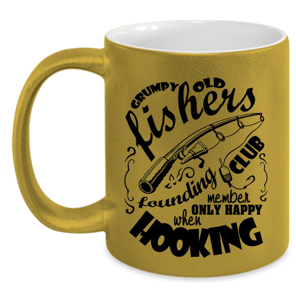 Funny Fishing Coffee Mug, Grumpy Old Fishers Founding Club Accent Mug