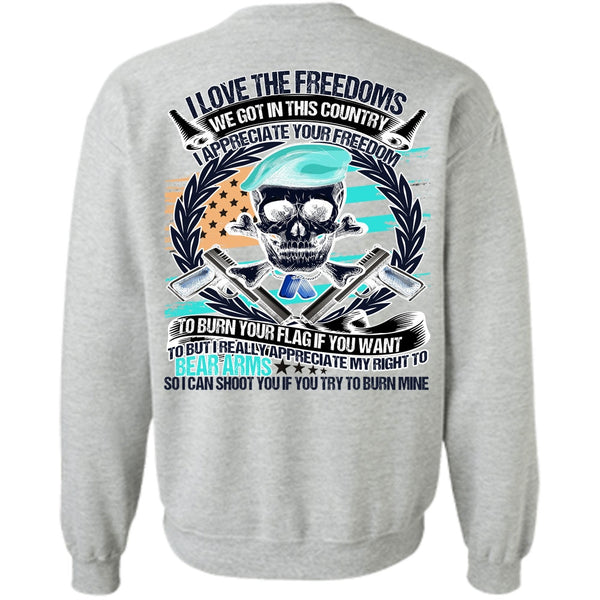 I Love Veteran T Shirt, I Love The Freedoms Sweatshirt