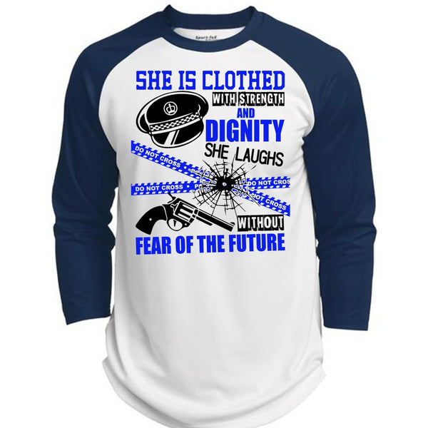 She Is Clothed With Strength T Shirt, I Love Police T Shirt, Awesome T-Shirts  (Polyester Game Baseball Jersey)