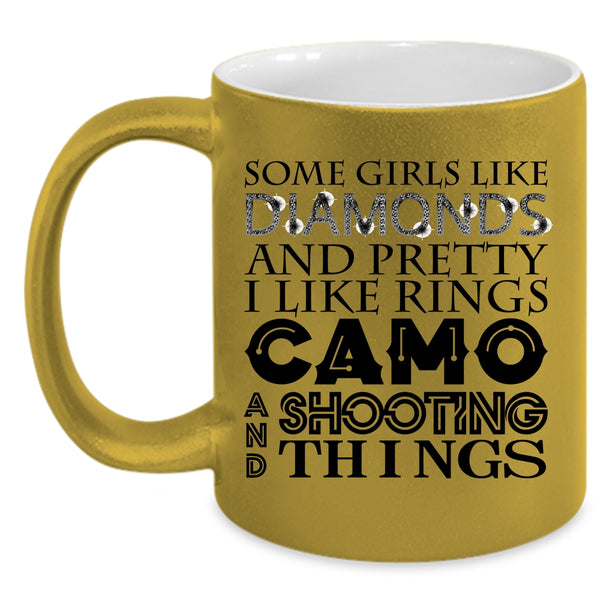 I Like Rings Camo And Shooting Coffee Mug, Pretty Girls Accent Mug
