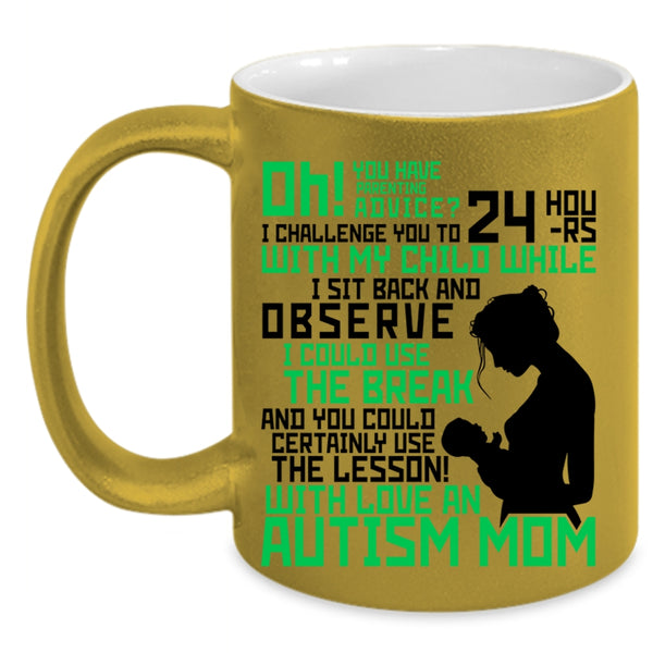 Cute Mom Coffee Mug, Love An Autism Mom Accent Mug