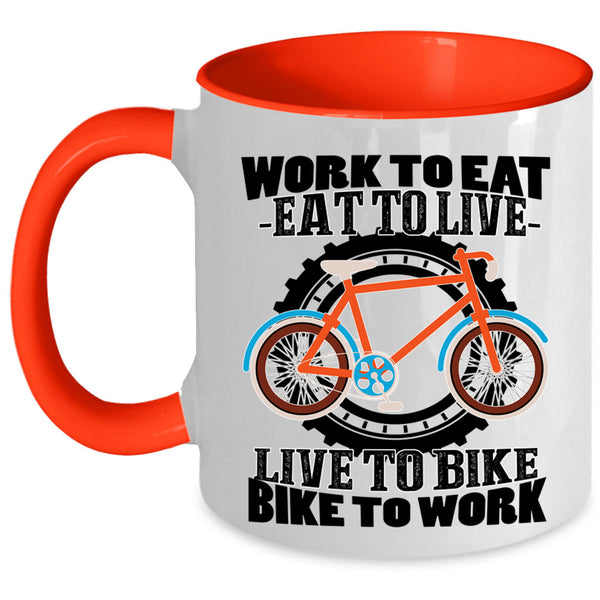 Bike To Work Coffee Mug, Live To Bike Accent Mug