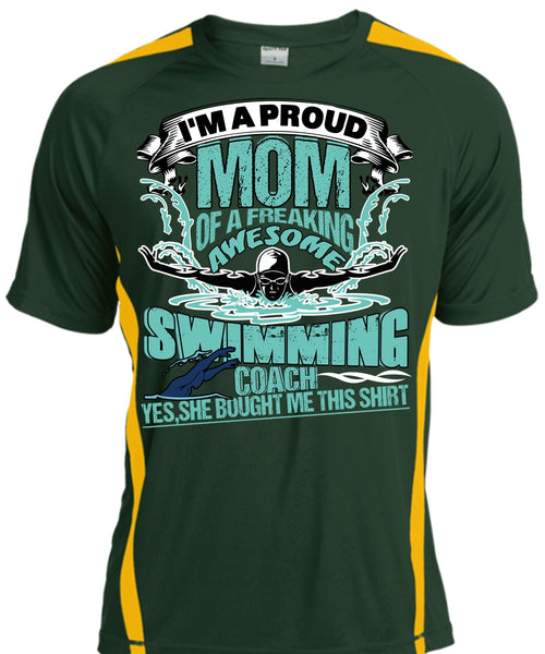 I'm A Proud Mom T Shirt, Awesome Swimming Coach T Shirt, Cool Shirt