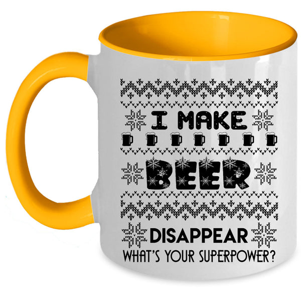 Cold Beer Coffee Mug, I Make Beer Disappear Accent Mug